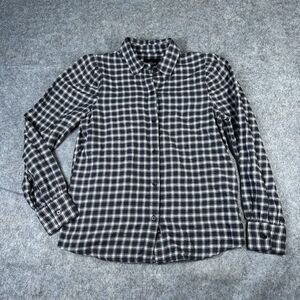Rails Flannel Shirt Womens Small Angelica Sable Ivory Plaid Black Button Down